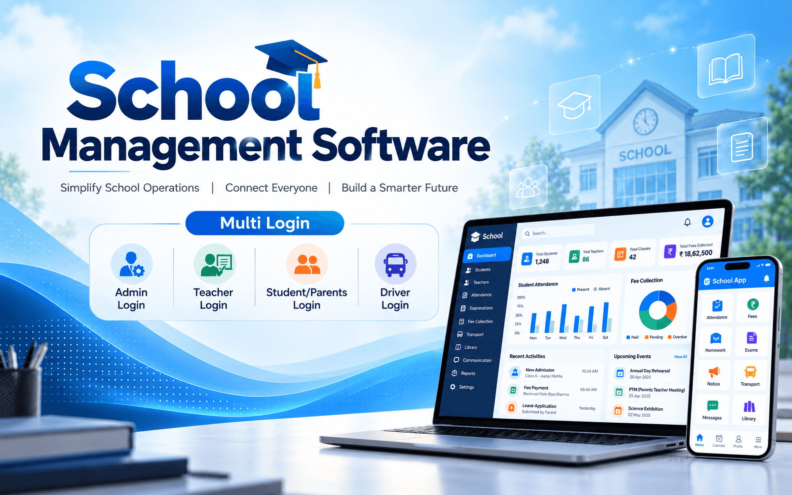 School Management Software screen